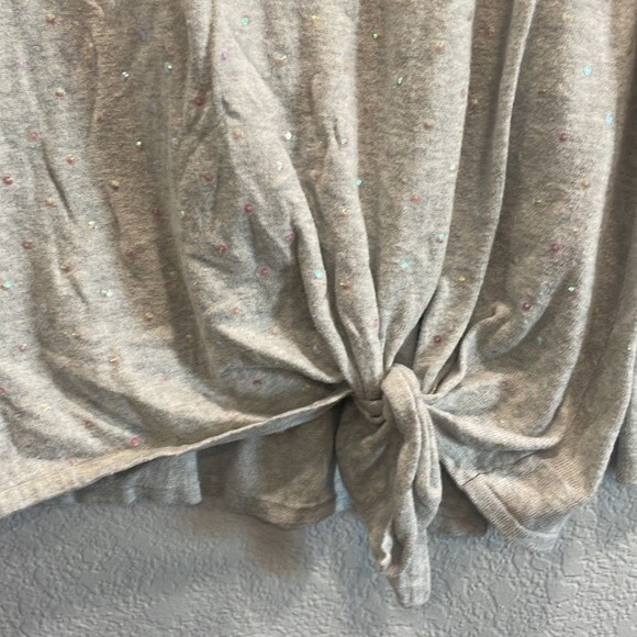 LC Lauren Conrad Gray Sequin Tie Front Sweater Size Large - Picture 3 of 8